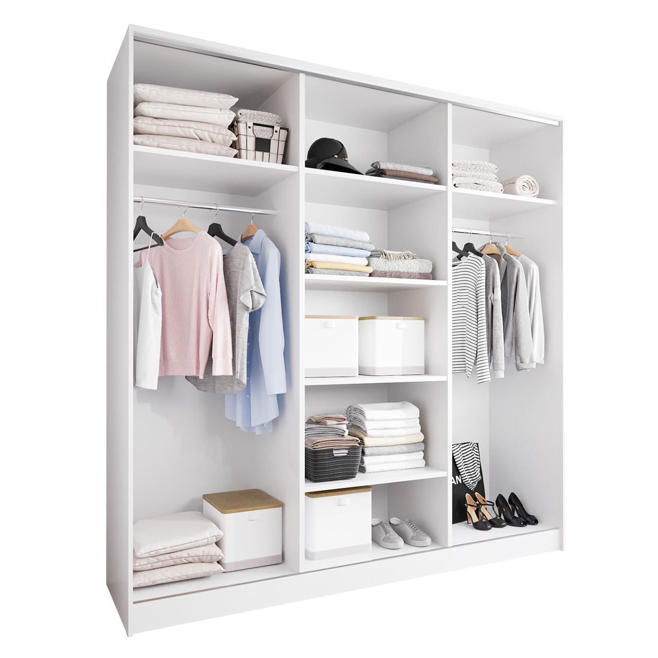 Skříň s posuvnými dveřmi se zrcadlem GRANO B 180 bílá