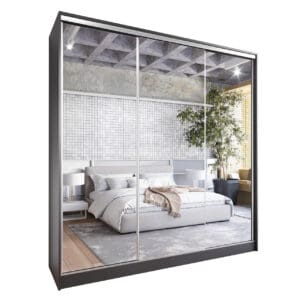 Skříň s posuvnými dveřmi se zrcadlem GRANO B 200 černá