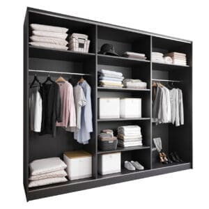 Skříň s posuvnými dveřmi se zrcadlem GRANO B 250 černá