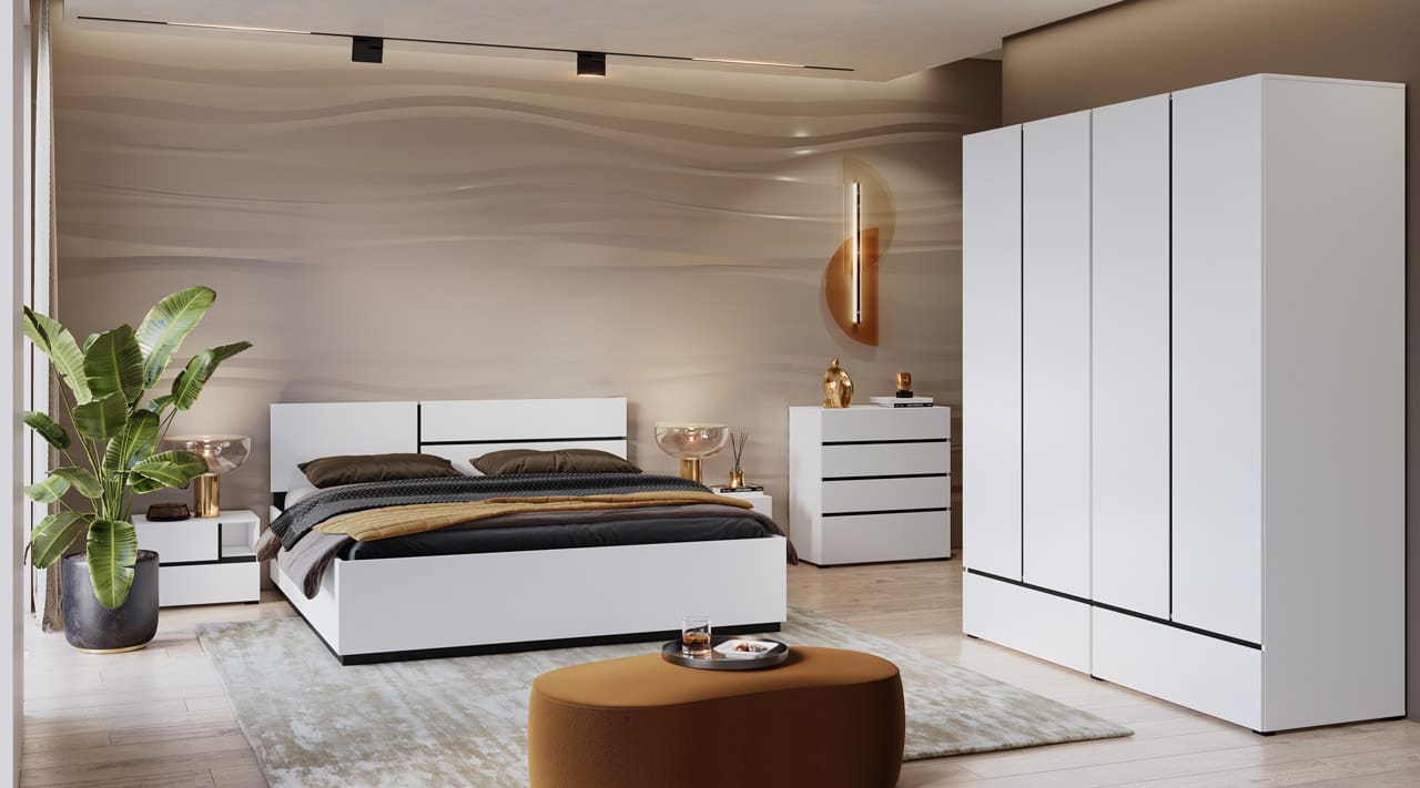 Skříň s šuplíky CROSI 38 bílá / černá - Obrázek 5