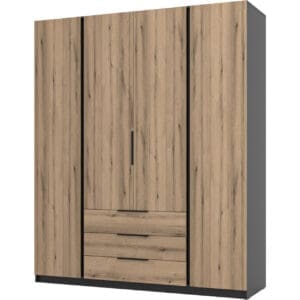 Skříň s šuplíky KAYA 200cm 01 černá / dub evoke