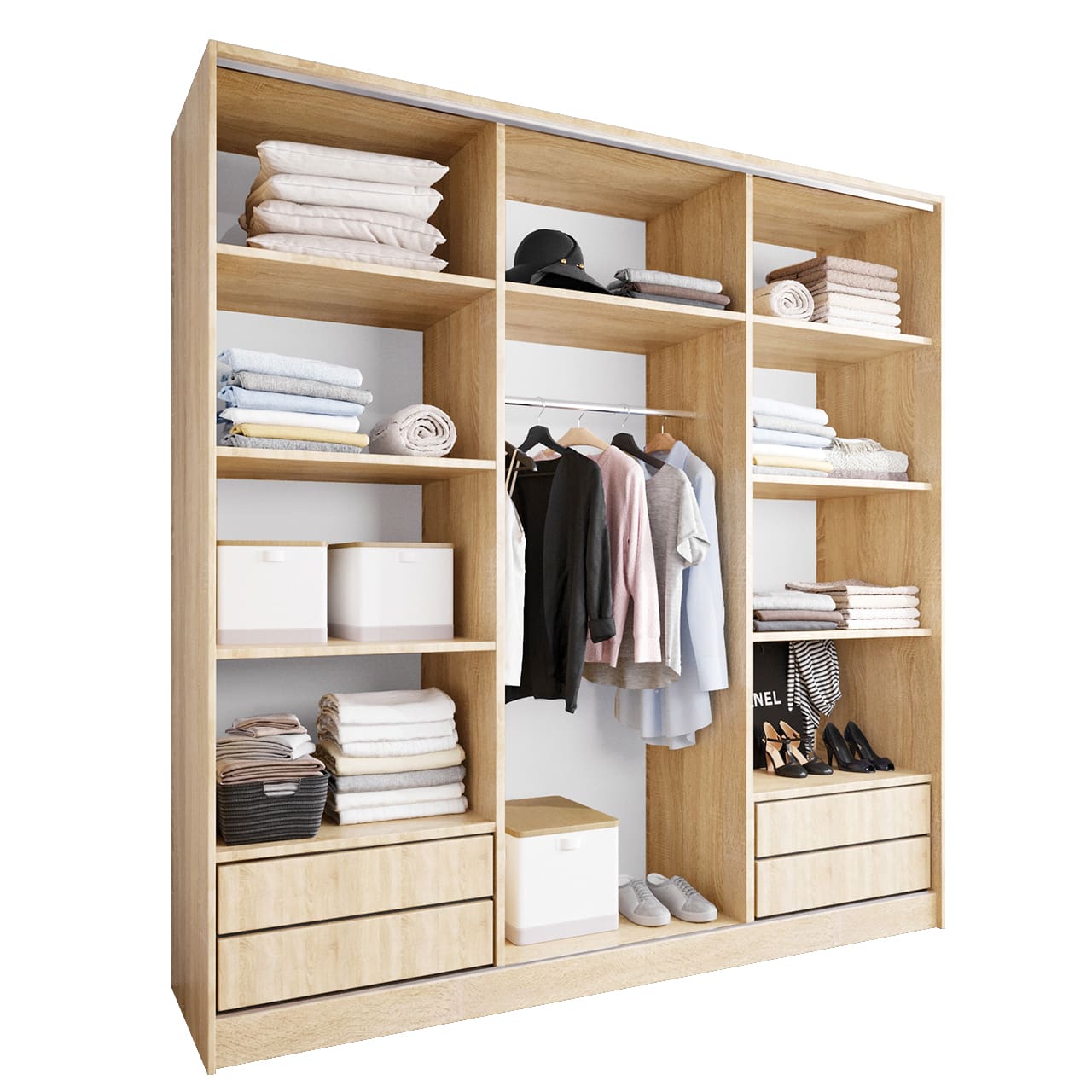 Skříň se zrcadlem a zásuvkami LIPI C 180 sonoma / dub wotan / černá - Obrázek 2