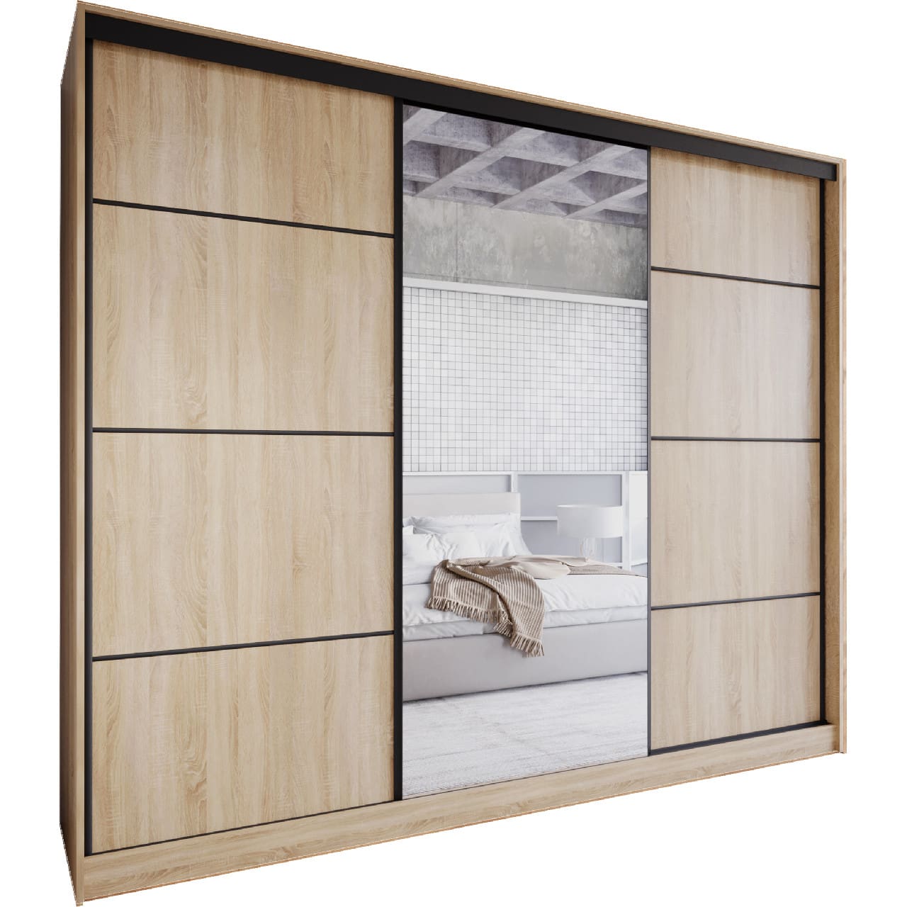 Skříň se zrcadlem a zásuvkami NOVI C 250 sonoma