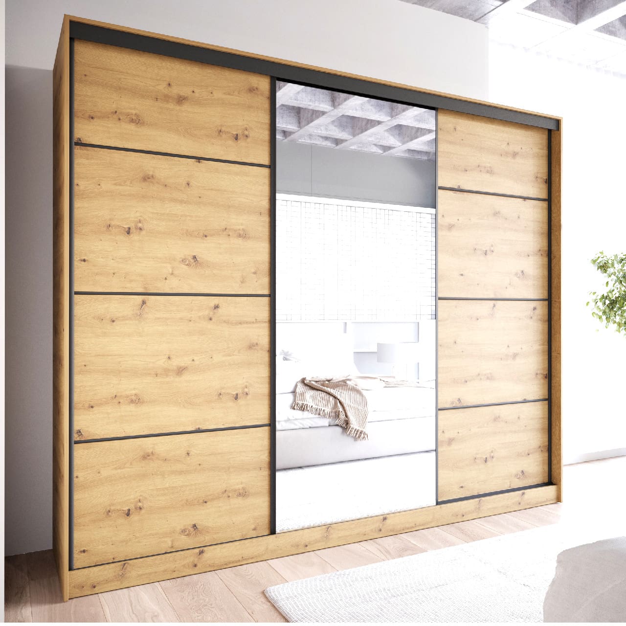 Skříň se zrcadlem a zásuvkami NOVI D 250 dub artisan - Obrázek 4