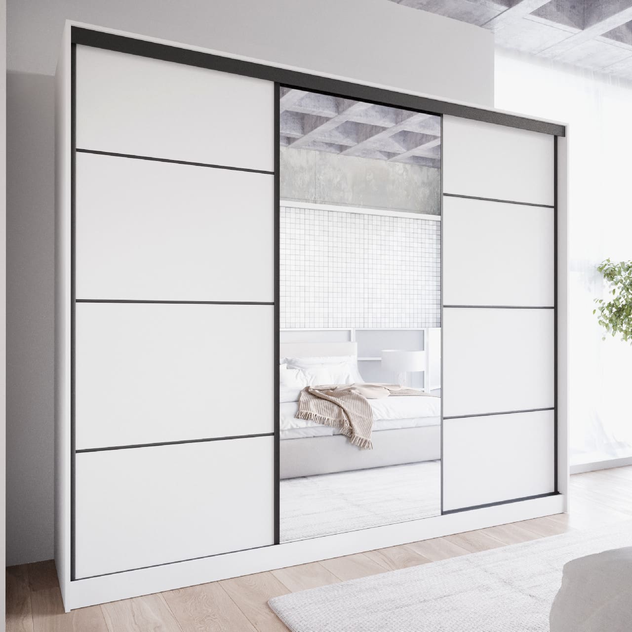 Skříň se zrcadlem a zásuvkami NOVI D 270 bílá - Obrázek 4