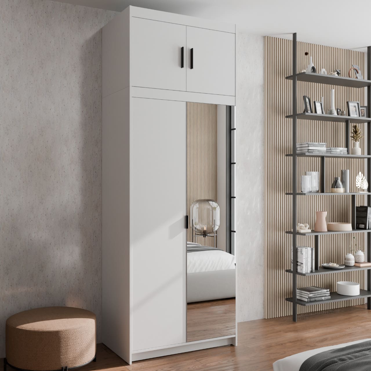 Skříň se zrcadlem ELENI 2D1L bílá - Obrázek 7