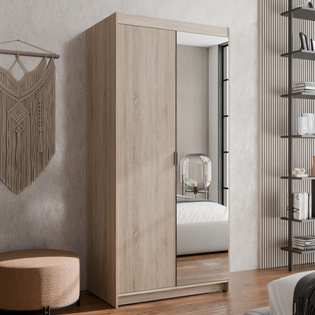 Skříň se zrcadlem ELENI 2D1L sonoma - Obrázek 6