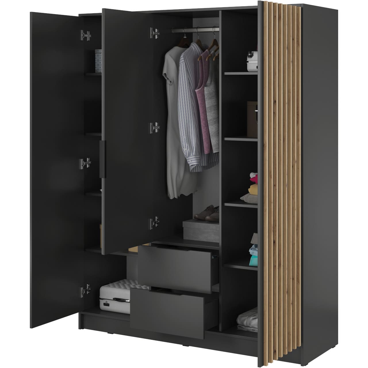 Skříň se zrcadlem LAILA 3D grafit / dub artisan - Obrázek 2