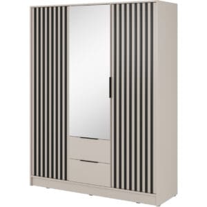 Skříň se zrcadlem LAILA 3D kašmír / černá