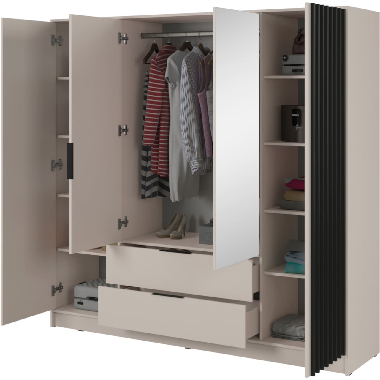 Skříň se zrcadlem LAILA 4D kašmír / černá - Obrázek 2