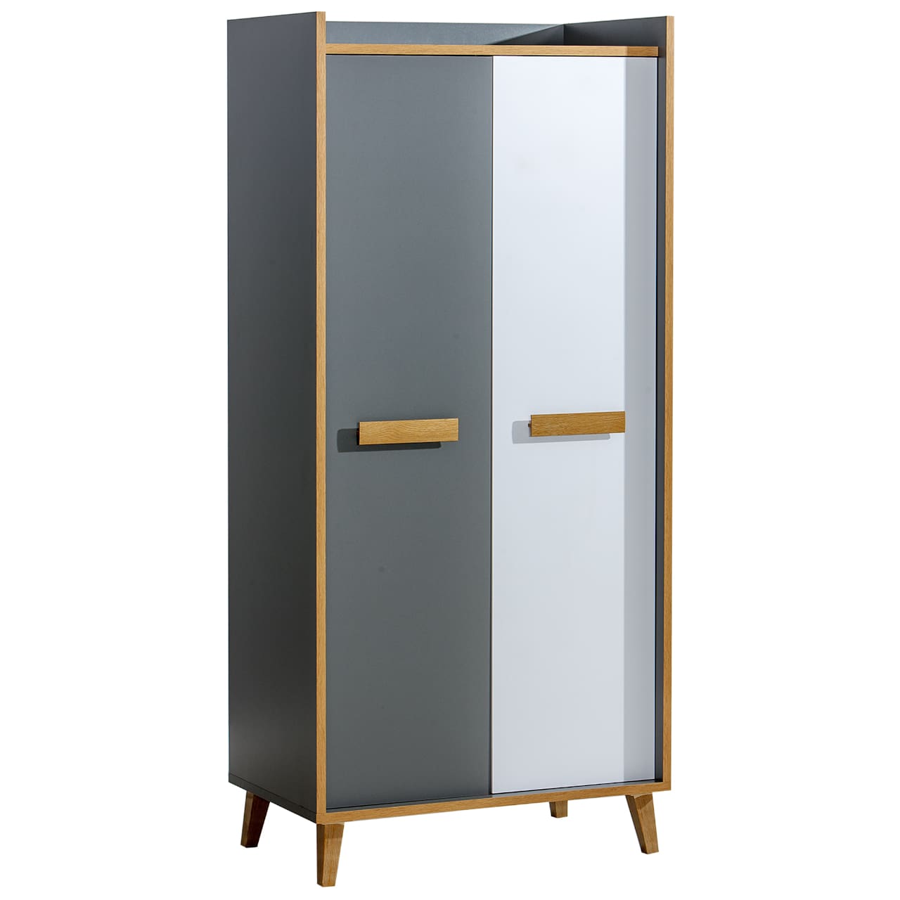 Skříň WERSA W1 antracit / dub riviera / briliantová bílá