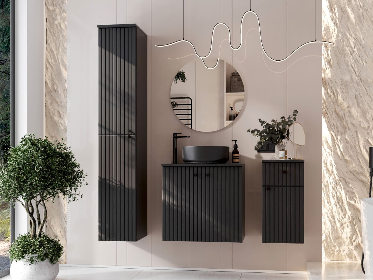 Skříňka do koupelny vysoká ASTO 01 černá - Obrázek 4