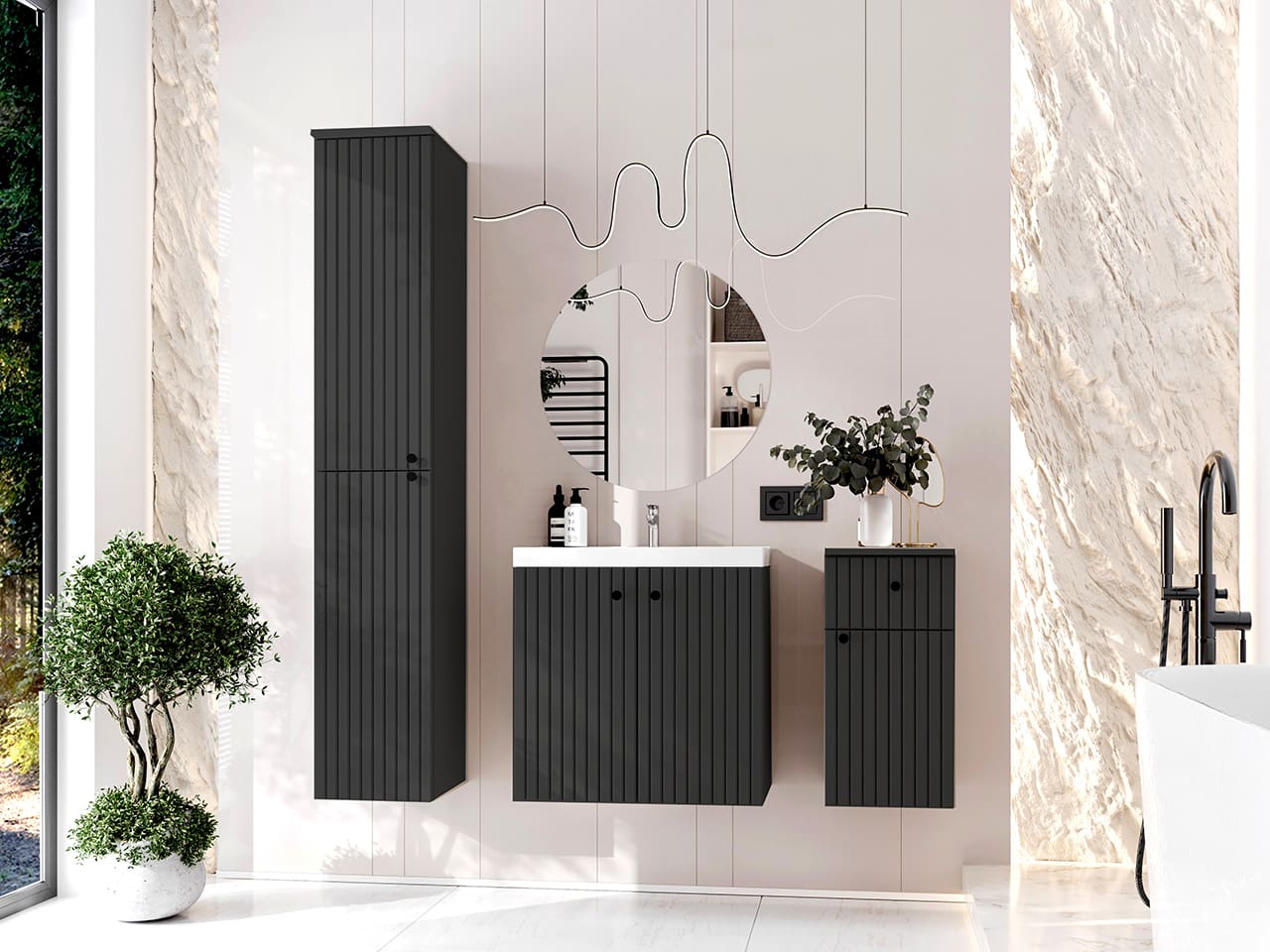 Skříňka do koupelny vysoká ASTO 01 černá - Obrázek 5