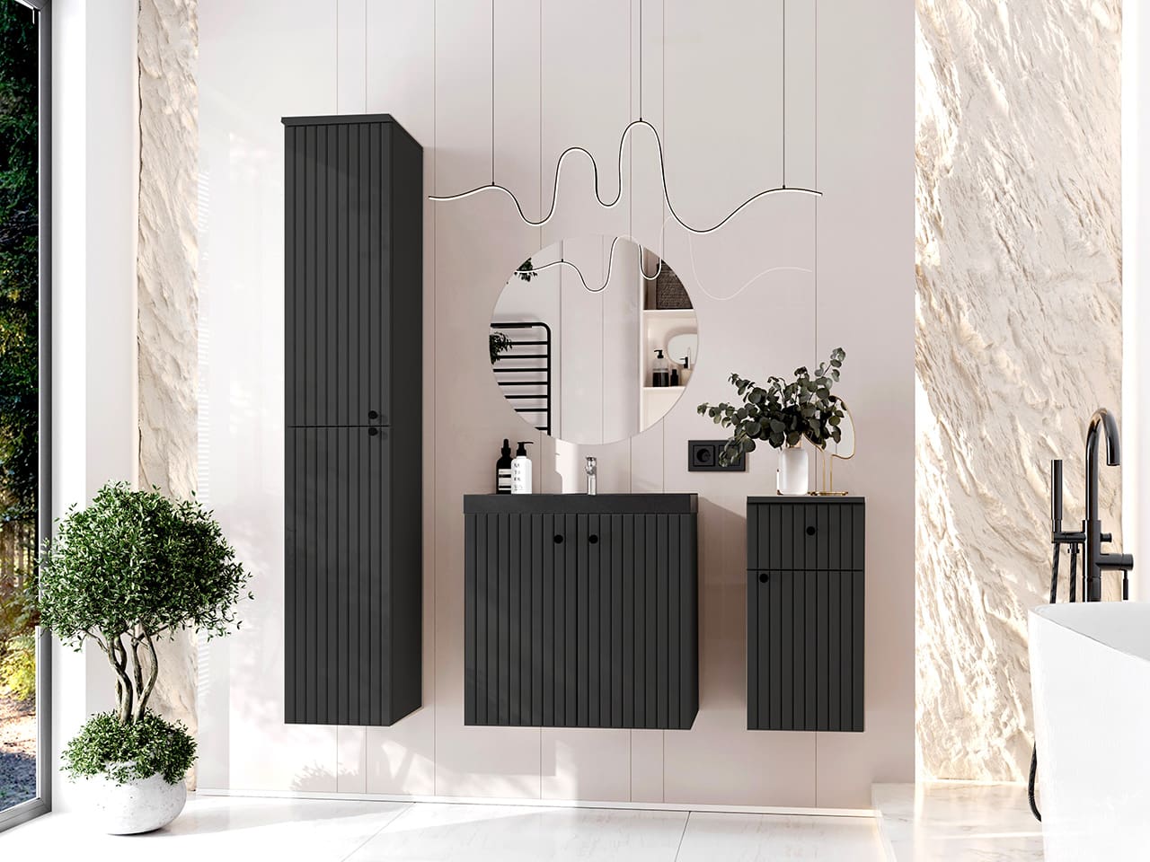 Skříňka do koupelny vysoká ASTO 01 černá - Obrázek 6