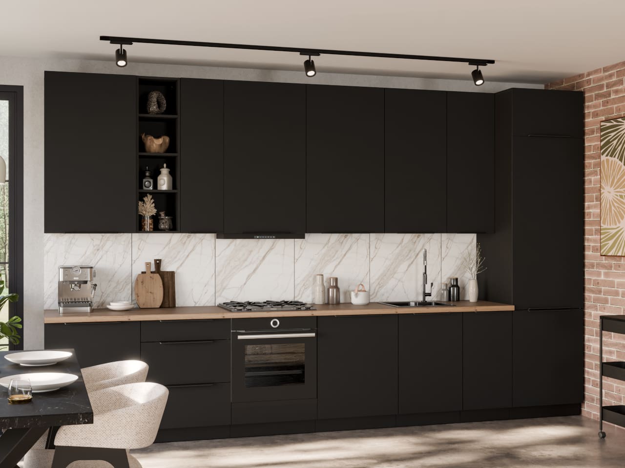 Skříňka horní 60 ERIS 25 černý mat / černý - Obrázek 3