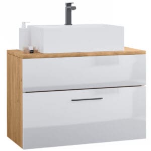 Skříňka pod umyvadlo s deskou LUPO LP7 dub artisan / bílý lesk