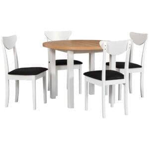 Stůl DS25 artisan laminát / bílý + židle DK45 (4 ks) bílá / 13B