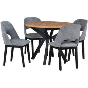 Stůl DS58 artisan laminát / černý + židle DK28 (4 ks) černá / 37A