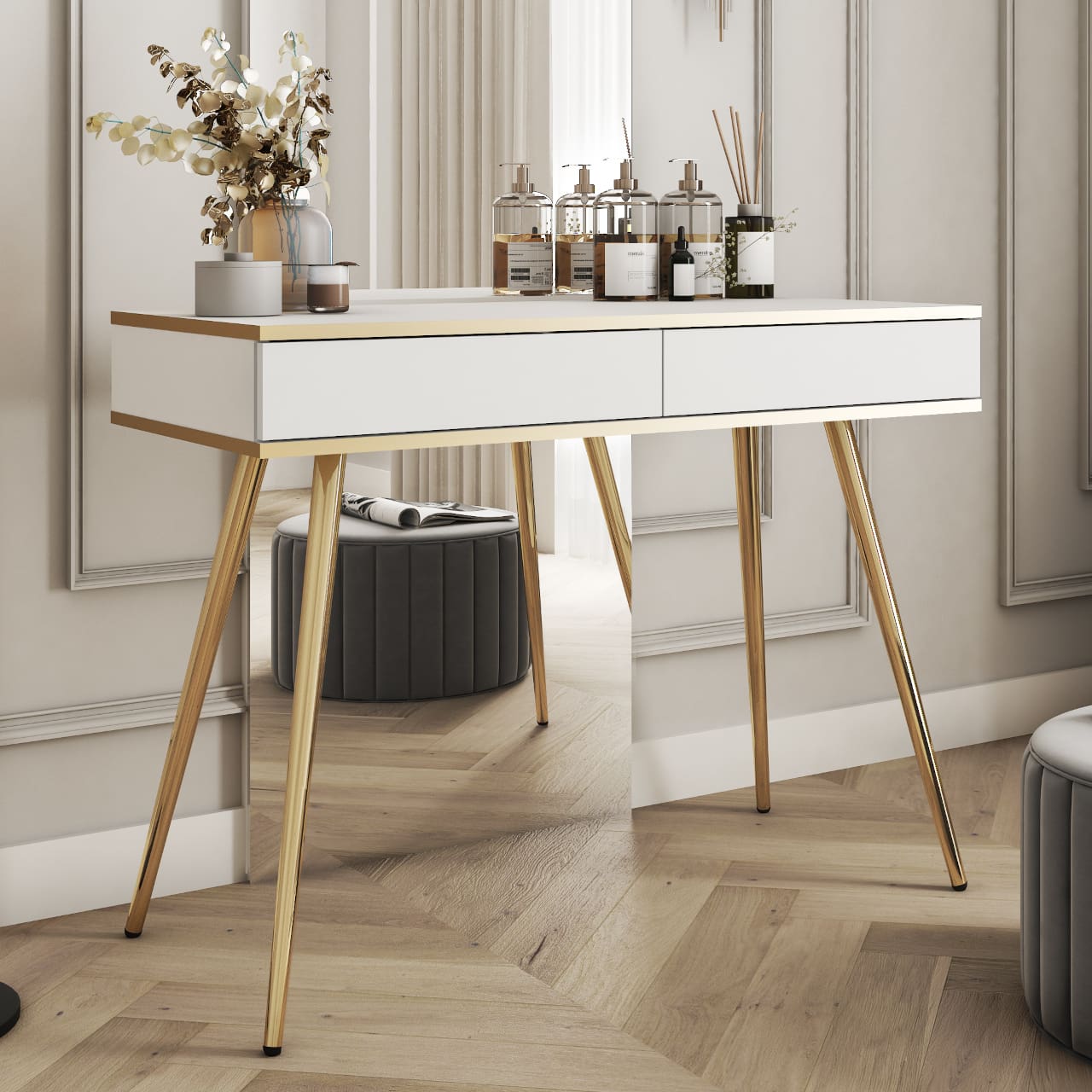 Toaletka ARA T102 bílá + zlatá - Obrázek 4