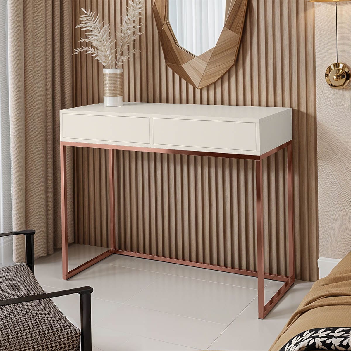 Toaletní stolek ALICANTE 80cm měď / kašmír - Obrázek 2