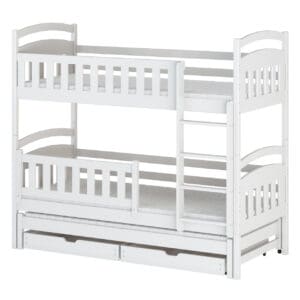 Třílůžková dřevěná patrová postel BLANC 90x200