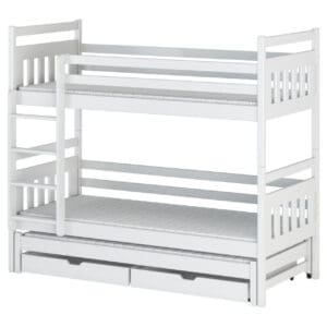 Třílůžková dřevěná patrová postel NERE 90x190