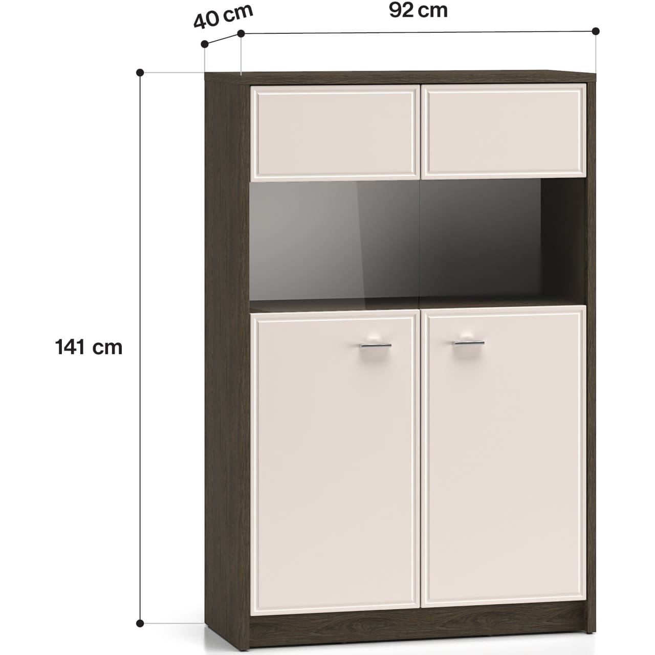 Vitrína AVANTI 03 dub windmill tmavý / kašmír - Obrázek 4