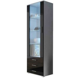 Vitrína BRNO SH1B bílá / černý lesk