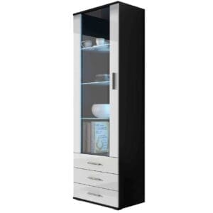 Vitrína BRNO SH1C černá / bílý lesk