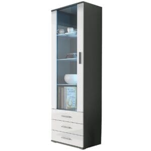 Vitrína BRNO SH1G šedá / bílý lesk