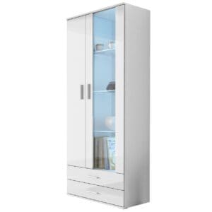 Vitrína BRNO SH7A bílá / bílý lesk