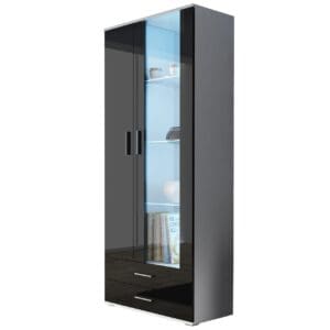 Vitrína BRNO SH7B bílá / černý lesk