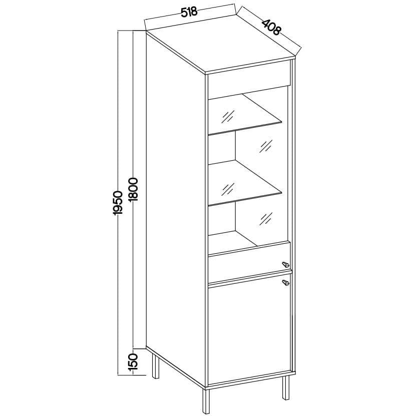 Vitrína KYOTO 05 černý grafit - Obrázek 3