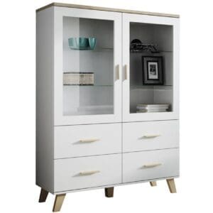 Vitrína LOTAR 120 briliantově bílá / dub sonoma