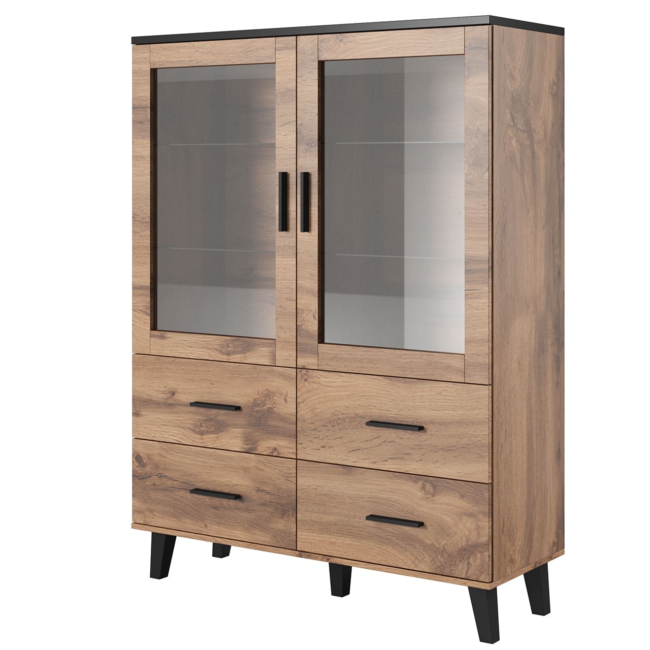 Vitrína LOTAR 120 dub wotan / černá