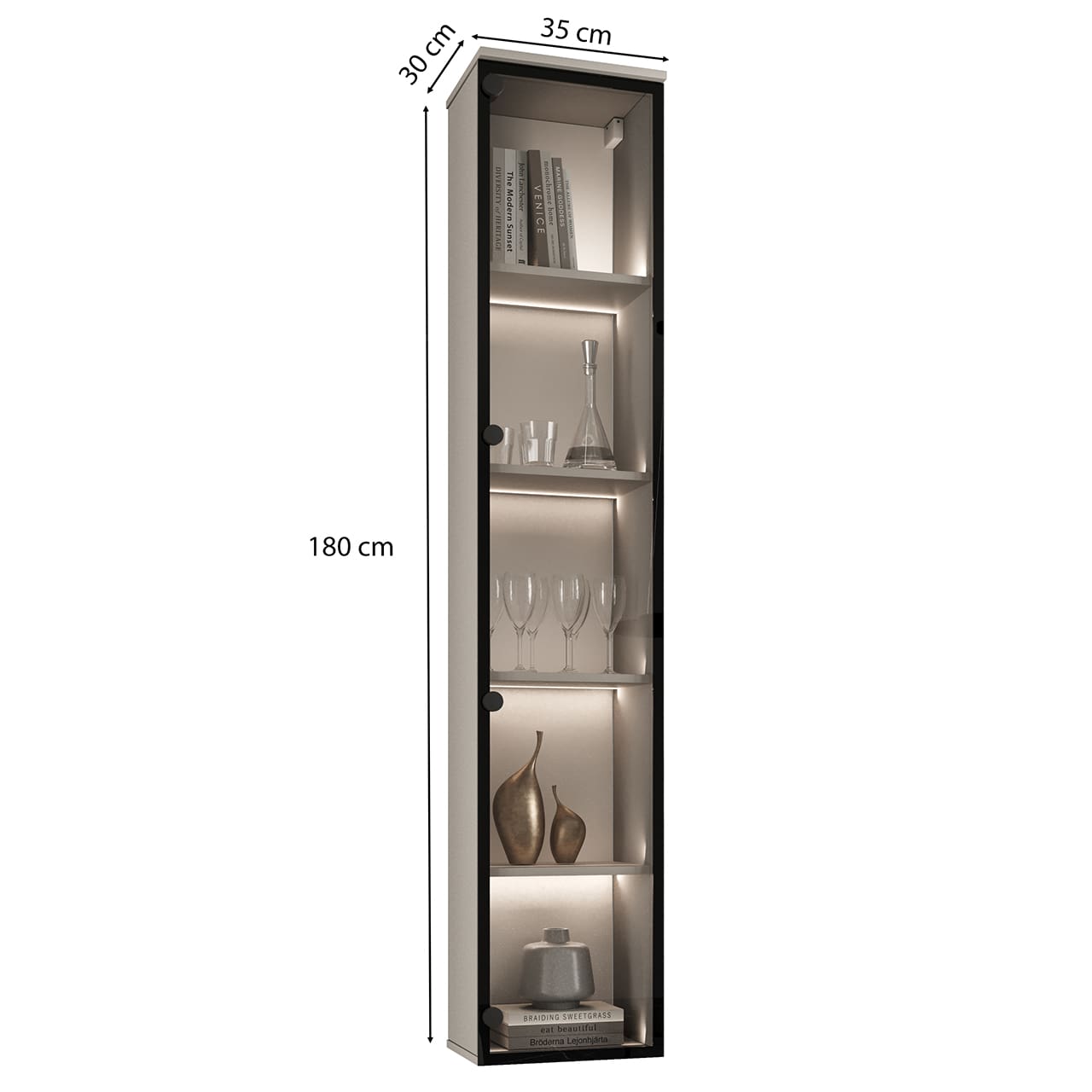 Vitrína vysoká FIGO 03 kašmír - Obrázek 2