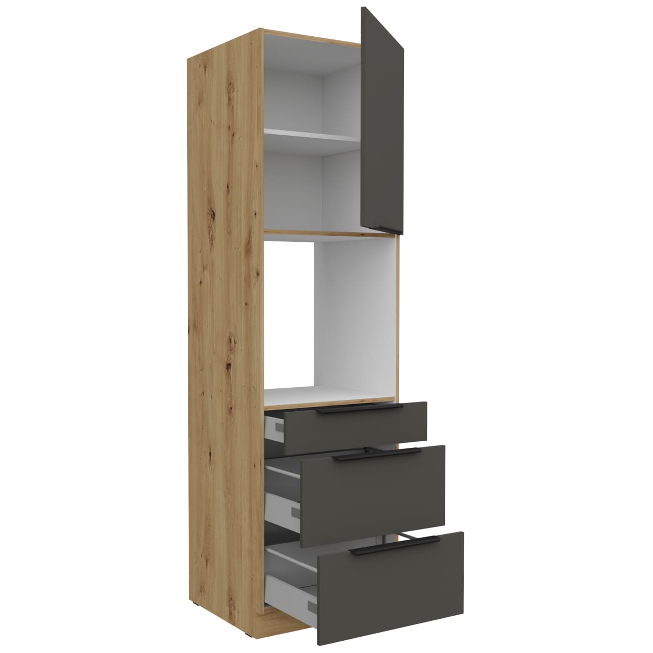 Vysoká kuchyňská skříňka 60 ERIS 51 dub artisan / grafit - Obrázek 2