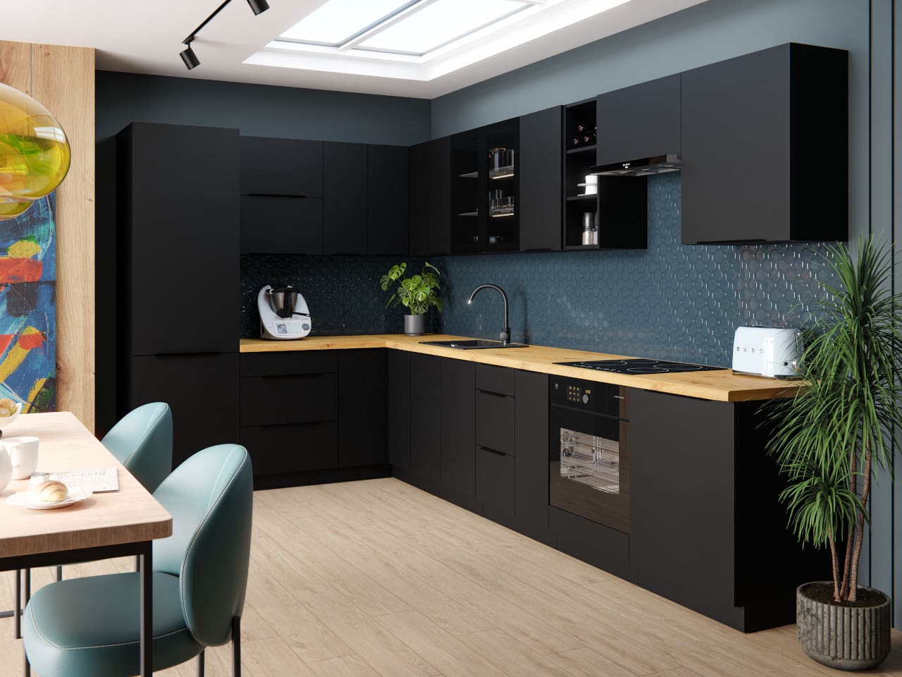 Vysoká kuchyňská skříňka 60 SILVIA 47 černý - Obrázek 4