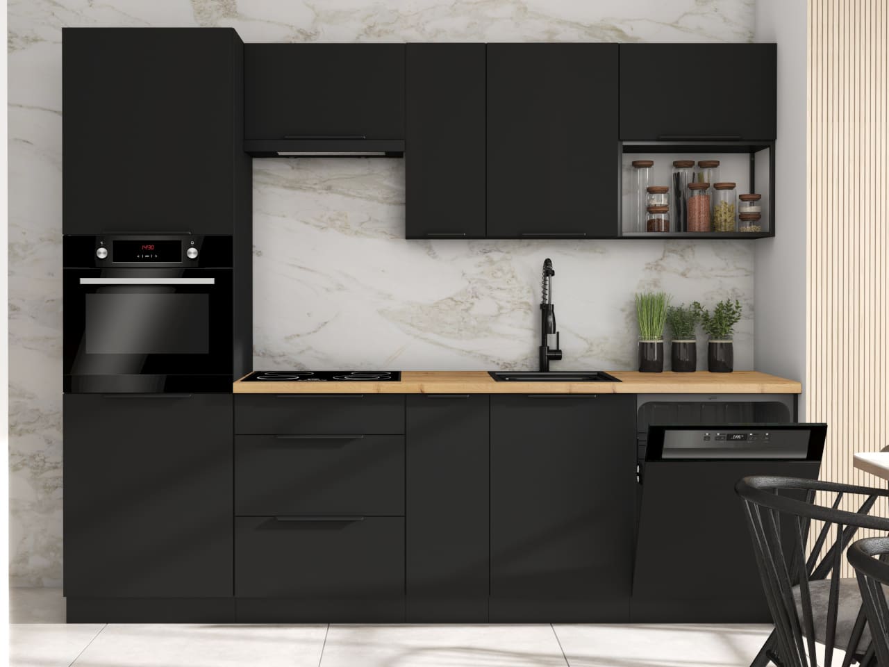 Vysoká kuchyňská skříňka 60 SILVIA 47 černý - Obrázek 5