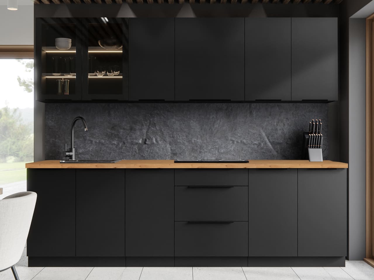 Vysoká kuchyňská skříňka 60 SILVIA 47 černý - Obrázek 6