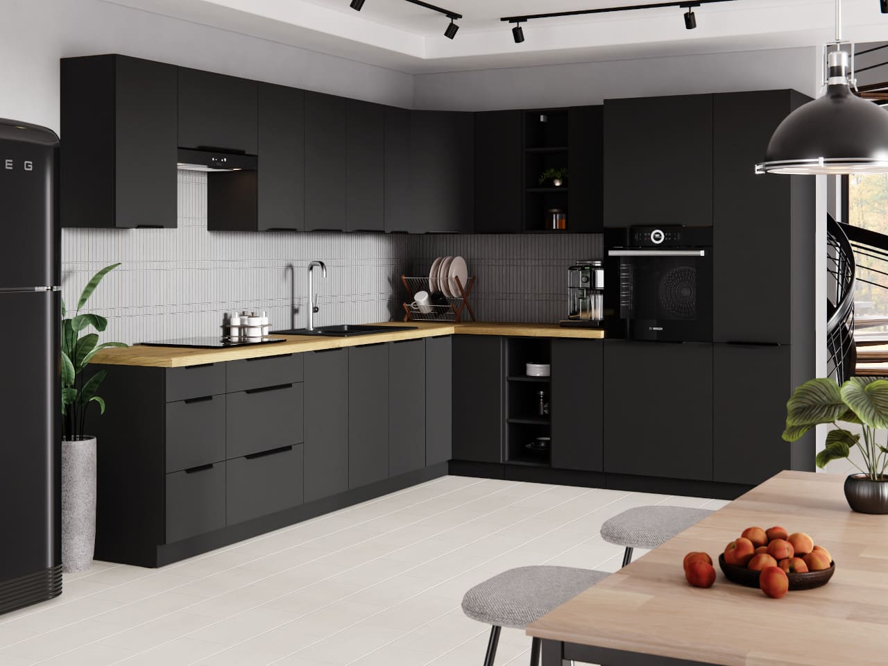 Vysoká kuchyňská skříňka 60 SILVIA 48 černý - Obrázek 3