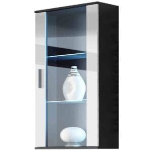 Závěsná vitrína BRNO SH2C černá / bílý lesk