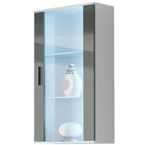 Závěsná vitrína BRNO SH2F bílá / šedý lesk