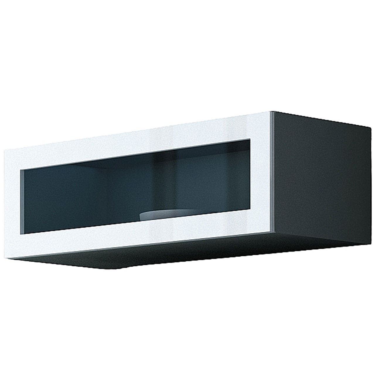 Závěsná vitrína se sklem 90 GOVI GREY B VG6 šedá / bílý lesk