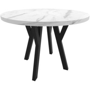 Kulatý stůl ENZO 100cm rozkládací do 150cm mramor bianco