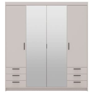 Skříň se zrcadlem ELENI 4D6S písková béžová