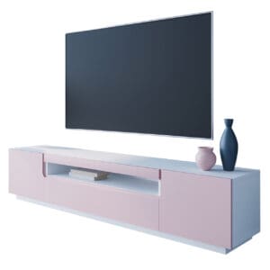 Komoda RTV DONE 200 Bílá / Pudrově růžová VÝPRODEJ