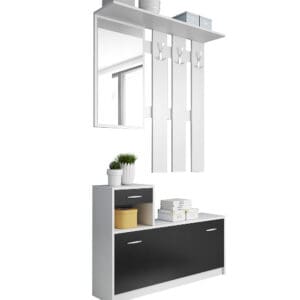 Předsíňová stěna RUDOLF Bílá / Černá VÝPRODEJ