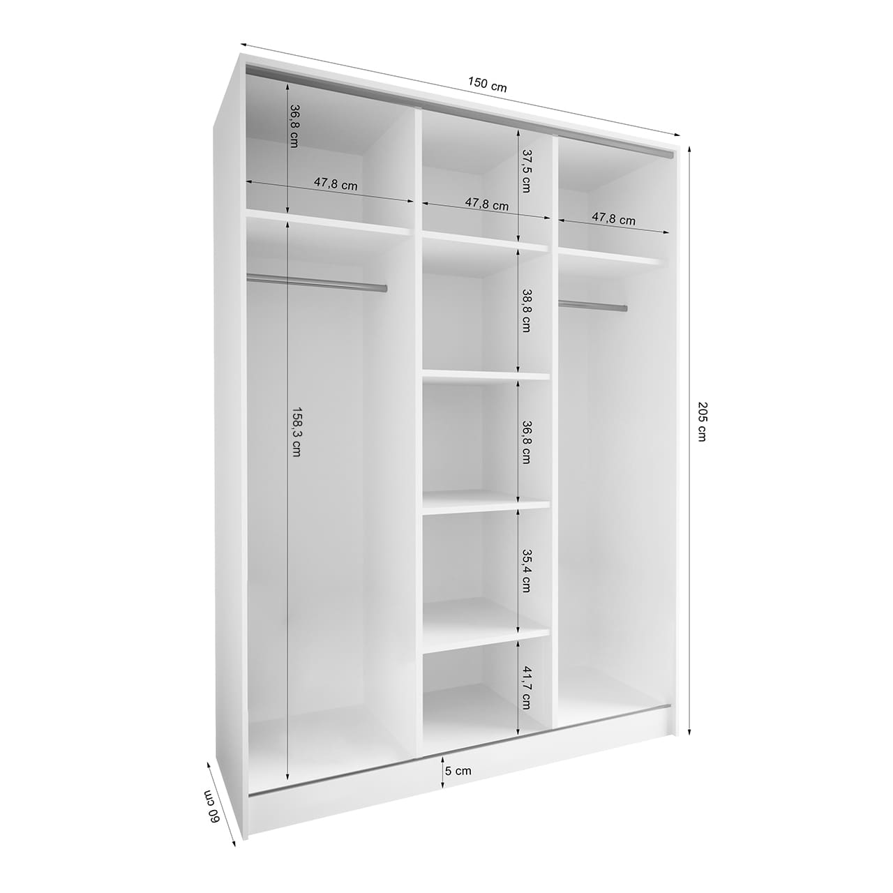 Skříň s posuvnými dveřmi se zrcadlem ELIA B 150 sonoma - Obrázek 5