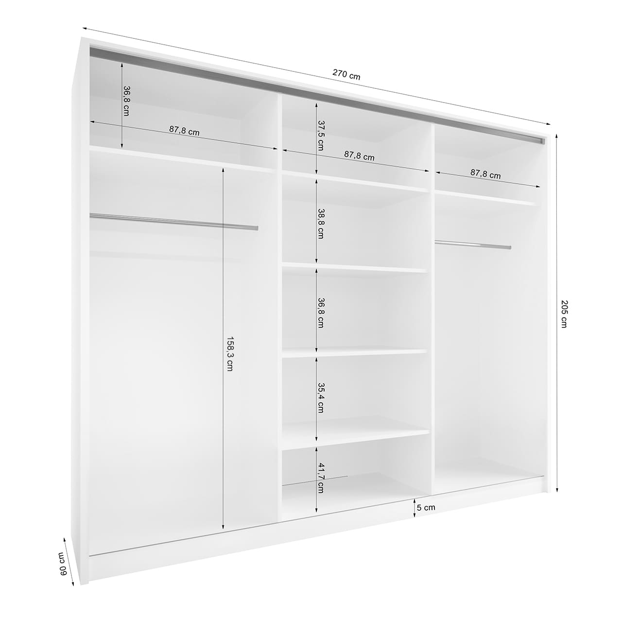 Skříň s posuvnými dveřmi se zrcadlem ELIA B 270 sonoma - Obrázek 5